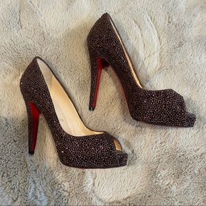 NWOT Christian Louboutin Swarovski Crystal Peep toe Pump